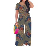 1 Piece Custom Casual Print Short Sleeve Pant Set