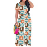 1 Piece Custom Casual Print Short Sleeve Pant Set