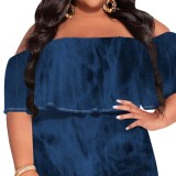 1 Piece Custom Plus Size Casual Print Off Shoulder Maxi Dresses
