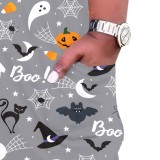 1 Piece Custom Halloween Print Long Sleeve Plus Size Maxi Dresses