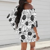 1 Piece Custom Casual Print Off The Shoulder Club Dresses
