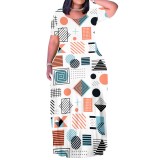 1 Piece Custom Casual Print Long Sleeve Scoop Neck Plus Size Maxi Dresses