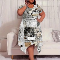 1 Piece Custom Casual Print Short Sleeve Plus Size Midi Dresses 1 Piece Custom Casual Print Short Sleeve Plus Size Midi Dresses