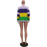 Casual Color Block Sequin Knit Top