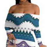 1 Piece Custom Casual Print Off Shoulder Long Dresses