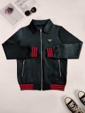 Casual Sports Ribbed Zipper Embroidered Jacket with Pocket
