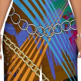 1 Piece Custom Autumn Print Halter Backless Jumpsuits
