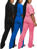 (Pre Order 10/9) Solid Short Sleeve Top and Flared Pants