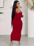 Casual Solid Sleeveless Bodycon Dress Set