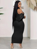 Casual Solid Sleeveless Bodycon Dress Set