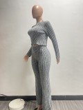 Casual Sweater Stripe Patchwork Zipper Zipper Collar Long Sleeve Two Pieces