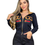 Casual Embroidered Women's Cardigan Hoodie Sweatshirts