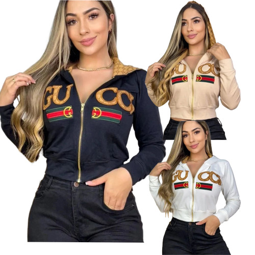 Casual Embroidered Women's Cardigan Hoodie Sweatshirts