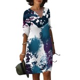 1 Piece Custom Casual Printed V Neck Club Dresses