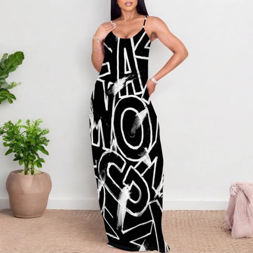 1 Piece Custom Casual Digital Printing Straps Maxi Dresses