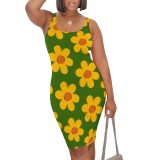 1 Piece Custom Casual Digital Printing Sleeveless Midi Dresses