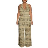 1 Piece Custom Casual Digital Printing Halter Backless Jumpsuits