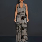 1 Piece Custom Casual Digital Printing Halter Backless Jumpsuits