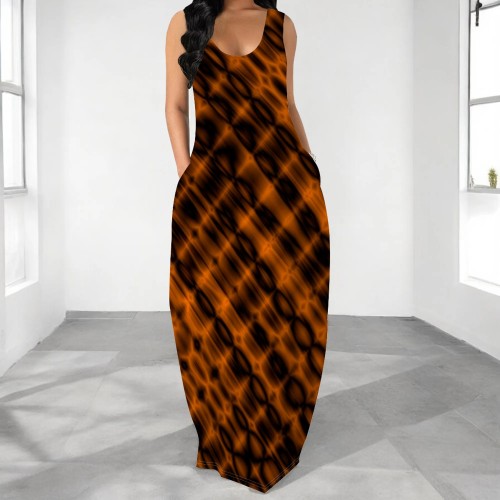 1 Piece Custom Casual Digital Printing Sleeveless Maxi Dresses