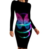 1 Piece Custom Casual Digital Printing O Neck Midi Dresses