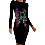 1 Piece Custom Casual Digital Printing O Neck Midi Dresses
