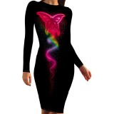 1 Piece Custom Casual Digital Printing O Neck Midi Dresses