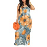 1 Piece Custom Casual Digital Printing Straps Long Dresses