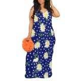 1 Piece Custom Casual Digital Printing Straps Long Dresses