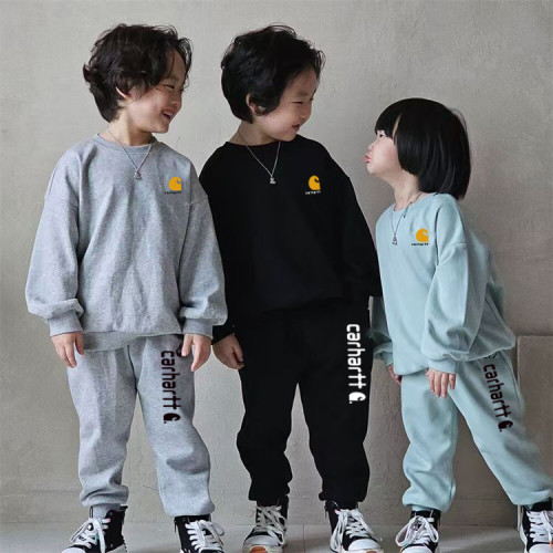 High Quality Cotton Blend Children's Print O Neck Sweatshirt Pant Set