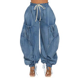 Drawstring Loose Denim Pants
