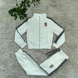 Fashion Embroidery Embossed Sportswear Zipper High Neck Sweatshirts Set