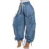 Drawstring Loose Denim Pants