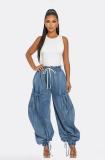 Drawstring Loose Denim Pants