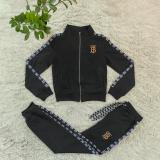 Fashion Embroidery Embossed Sportswear Zipper High Neck Sweatshirts Set