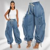 Drawstring Loose Denim Pants
