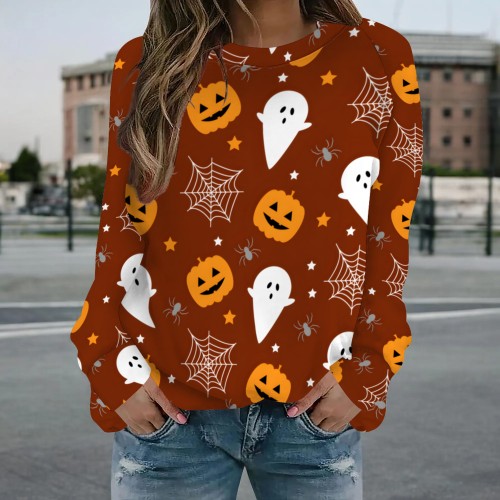 1 Piece Custom Halloween Casual Printed O Neck Sweatshirts