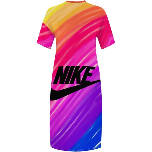 1 Piece Custom Casual Printed Short Sleeve Plus Size Maxi Dresses