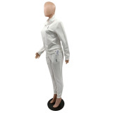Autumn/winter Casual Sports Suit Embroidery Embossed Thread Two-piece Set