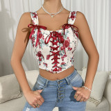 Floral Print Knot Shoulder Cami Top