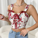 Floral Print Knot Shoulder Cami Top