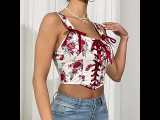 Floral Print Knot Shoulder Cami Top