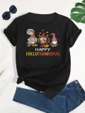 1 Piece Custom Casual Printed Christmas Cartoon Short Sleeve T-shirt