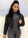 Puffer Jacket Cropped Zip Up Warm Quilted Winter Cotton-padded Coats
