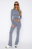 Women's 2 Piece Lounge Sets Cropped Top and Fold Over Flare Pants