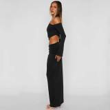 Drawstring Ruched Inclined Shoulder Skirt Sets