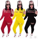 High Quality Cotton Print Long Sleeve Sweatshirt Pant Set