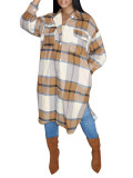 Casual Long Sleeve Coat Plaid Oversized Shirt