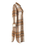 Casual Long Sleeve Coat Plaid Oversized Shirt