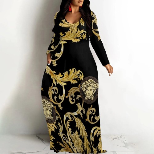 1 Piece Custom Casual Digital Printing Maxi Dress with Pockets