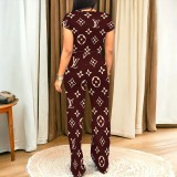 1 Piece Custom Casual Digital Printing Short Sleeve Pant Set